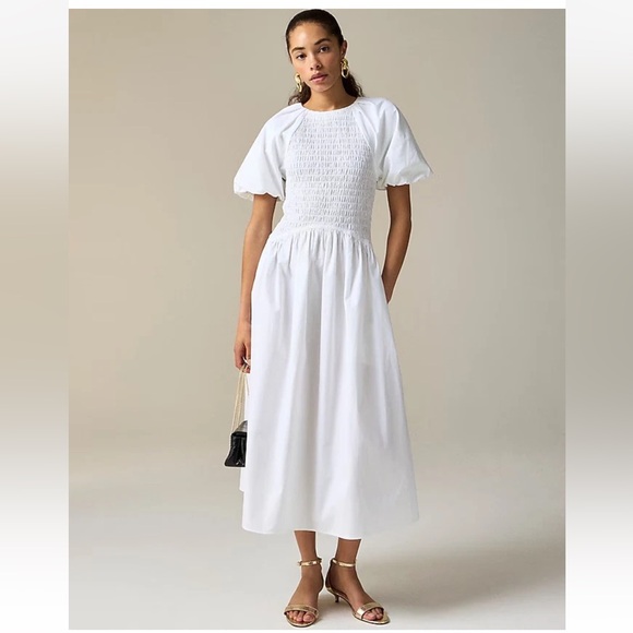 J. Crew Dresses & Skirts - NWT J. Crew Meadow dress in cotton poplin White XL Flowy Boho Cottagecore Preppy
